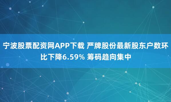 宁波股票配资网APP下载 严牌股份最新股东户数环比下降6.59% 筹码趋向集中